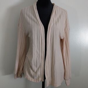 Open Front Cardigan Apricot Soft Sweater Beige Casual Office Work Corporate